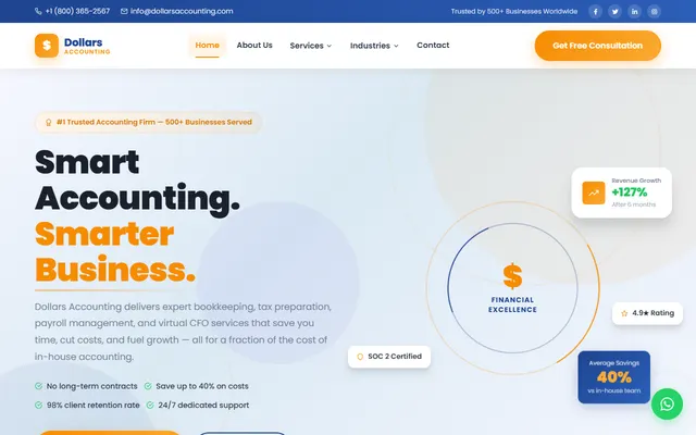 Dollars Accounting website built by TechGeekStudio